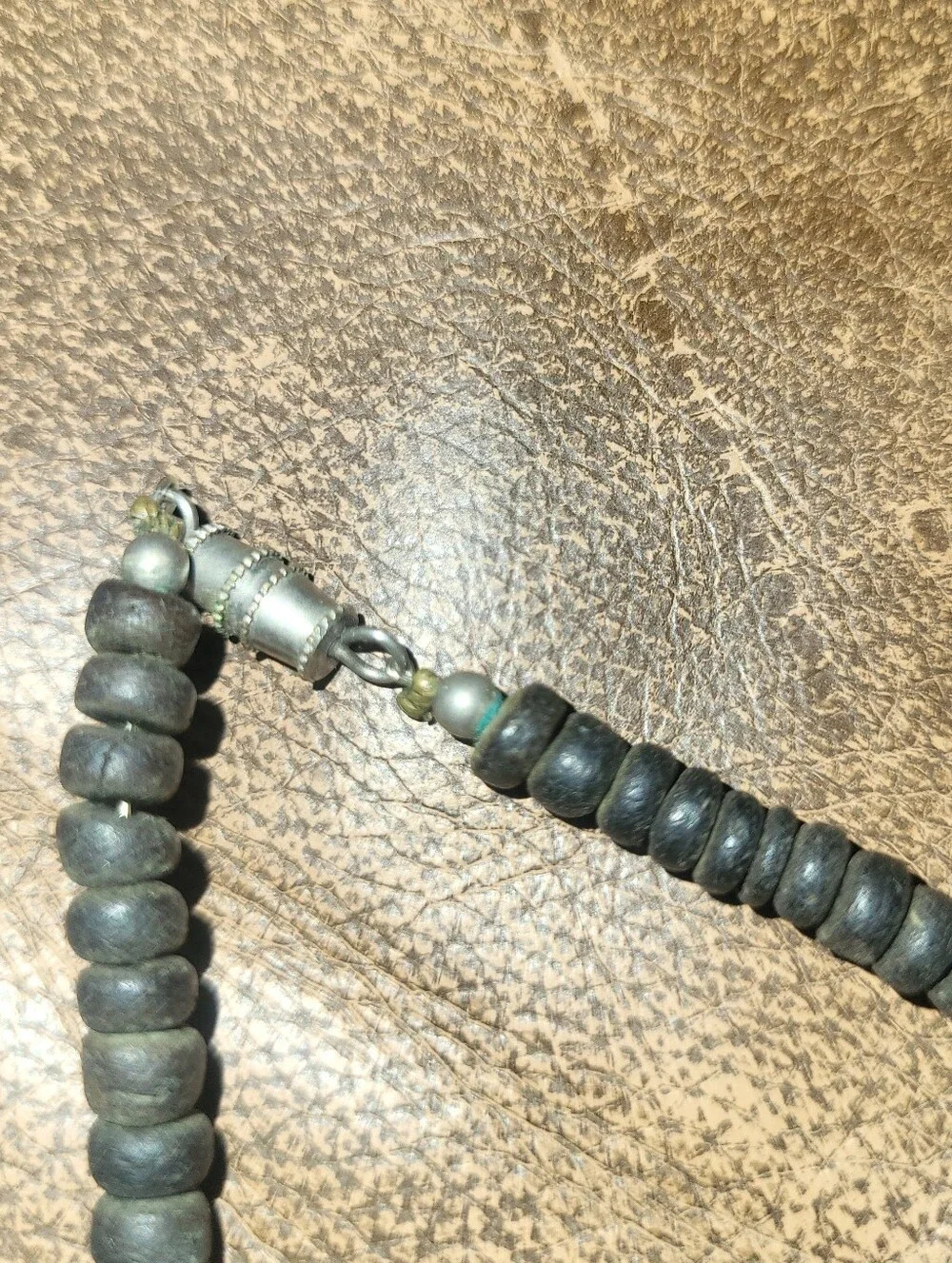 Vintage Boho Matte Black Beaded Necklace Minimalist Surfer / Unisex Style